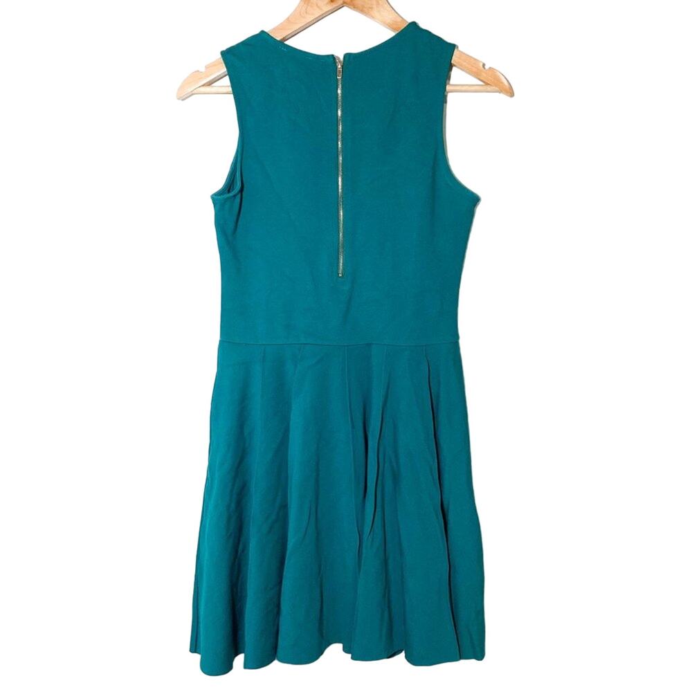 Parker Lacey Pin Tuck Fit and Flare Sleeveless Dress Alpine Teal Green Small - Picture 3 of 14